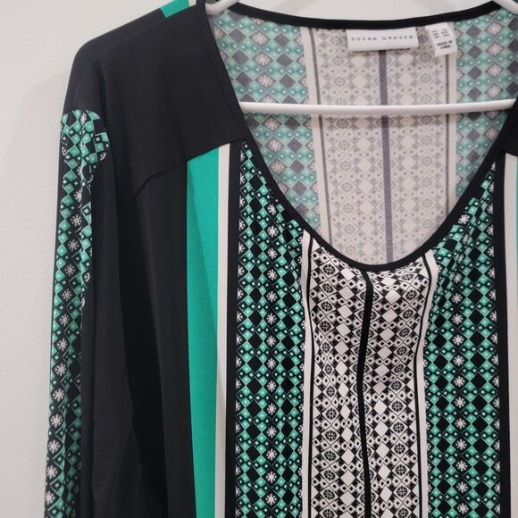 Susan Graver Liquid Knit Womens Top Size 3X Colorful - Picture 2 of 7